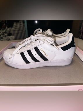 adidas White and Black Superstar Low-Top Sneakers